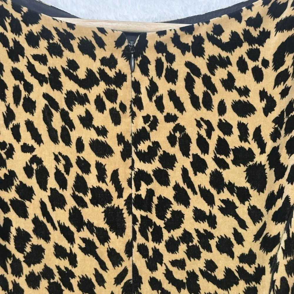 Leopard Print Velvet Sheath Dress Women's Size 6 Vintage Made in USA Glam Retro - Picture 7 of 10